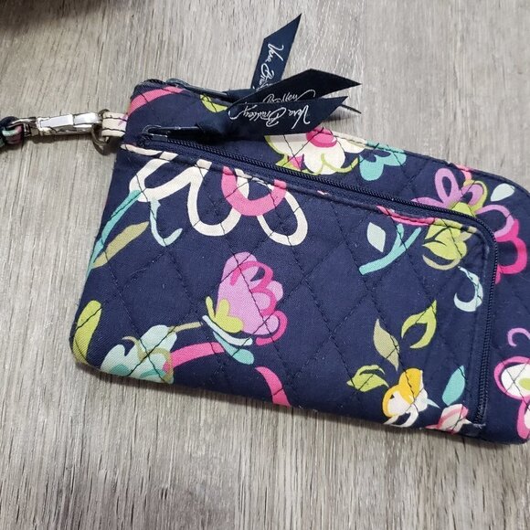 Vera Bradley * Navy Floral Ribbons * Wristlet - Picture 2 of 9